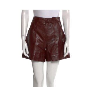 Ganni Red Leather Shorts
